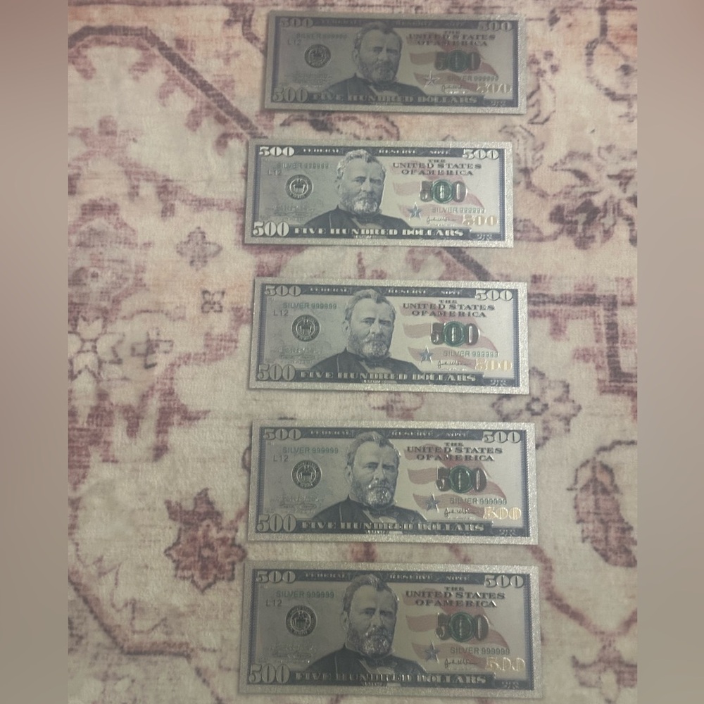 500 silver foil prop bill Placeholder Slips: Cash Envelope System - Set of 5